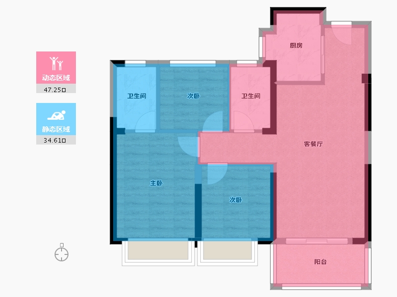 湖南省-长沙市-碧桂园玉谭府-73.10-户型库-动静分区