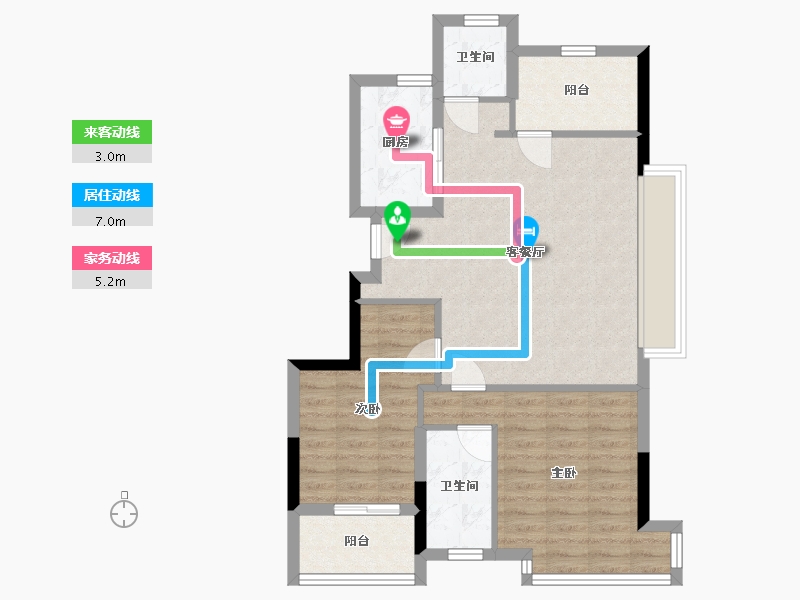 浙江省-杭州市-德信时代公馆-76.39-户型库-动静线