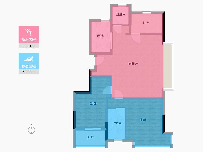 浙江省-杭州市-德信时代公馆-76.39-户型库-动静分区