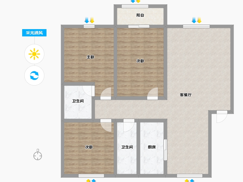 山东省-德州市-新城市花园-120.00-户型库-采光通风