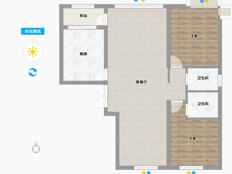 山东省-临沂市-万城花开-83.11-户型库-采光通风