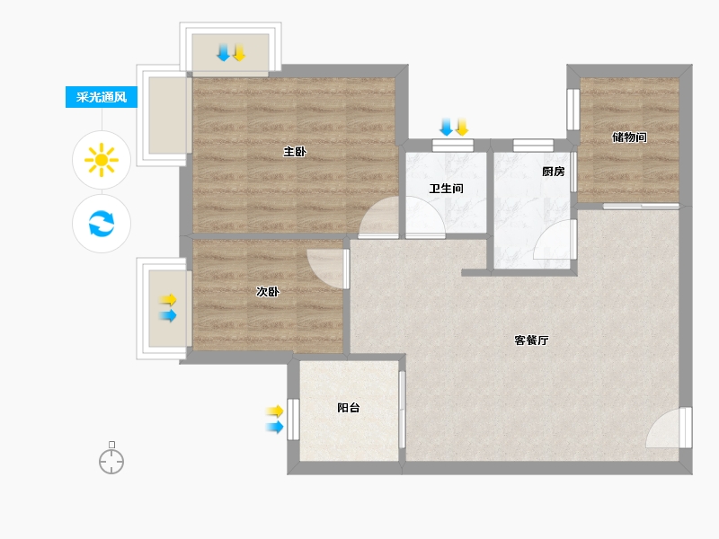 广东省-深圳市-彩田村-60.09-户型库-采光通风