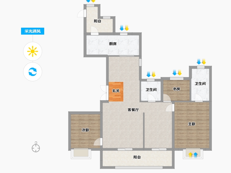 浙江省-宁波市-青樾府-114.01-户型库-采光通风