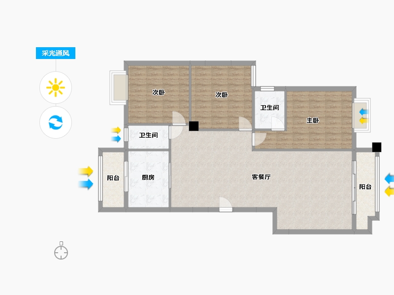 湖南省-常德市-洞庭春晓-113.39-户型库-采光通风