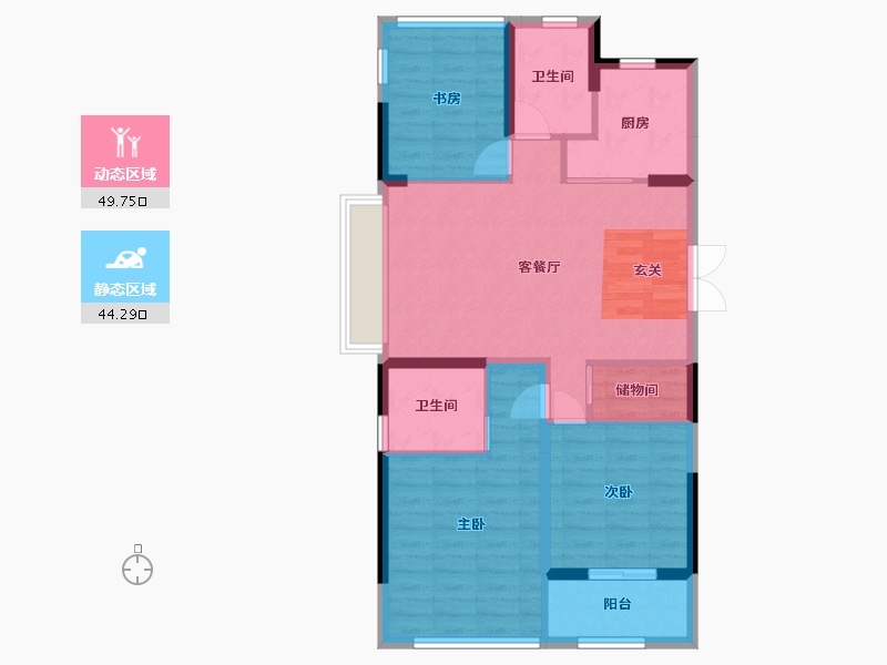 浙江省-宁波市-荣安劝学里-84.44-户型库-动静分区