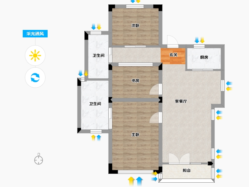 浙江省-宁波市-大爱书院小镇-82.23-户型库-采光通风