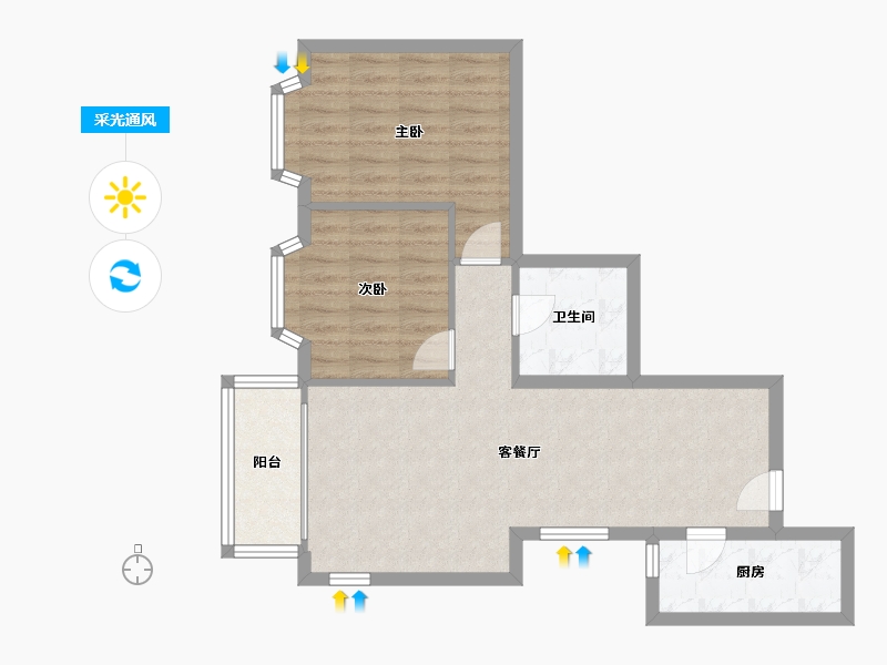 北京-北京市-旭日嘉园-68.97-户型库-采光通风
