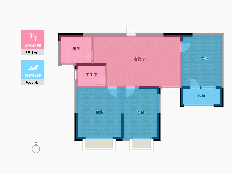 山东省-潍坊市-东鲁学府2号楼2单元1102-75.00-户型库-动静分区