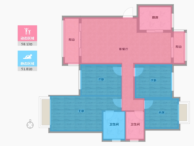 湖南省-长沙市-阳光城尚东湾-98.50-户型库-动静分区