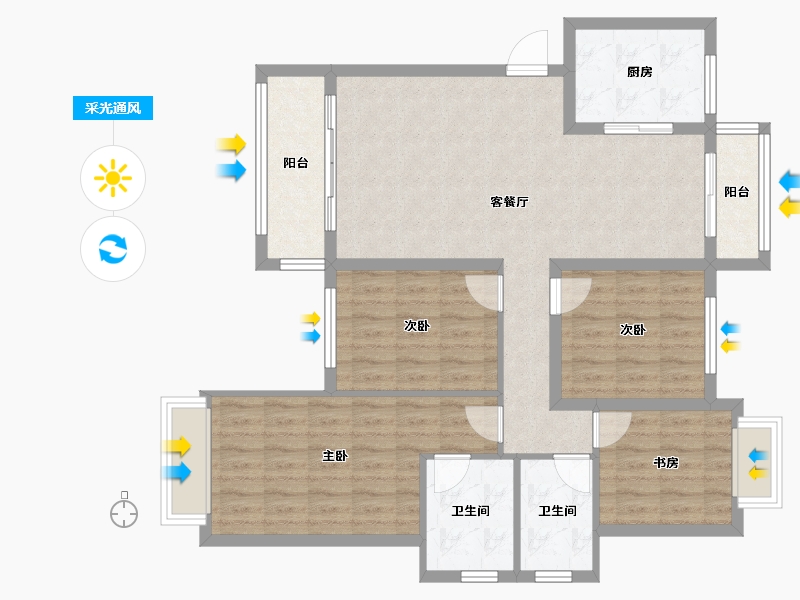 湖南省-长沙市-阳光城尚东湾-98.50-户型库-采光通风