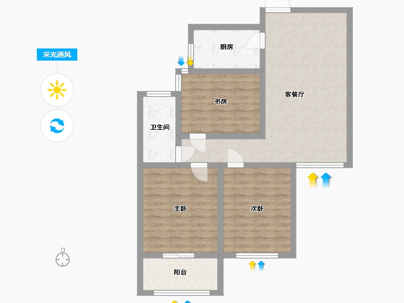 山东省-淄博市-三星阳光水岸-80.00-户型库-采光通风