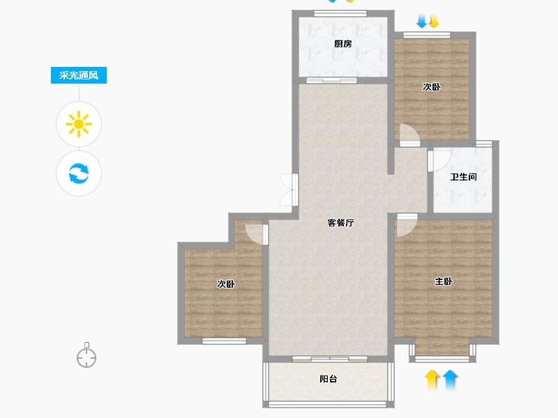 河南省-商丘市-欧尚花园-120.00-户型库-采光通风