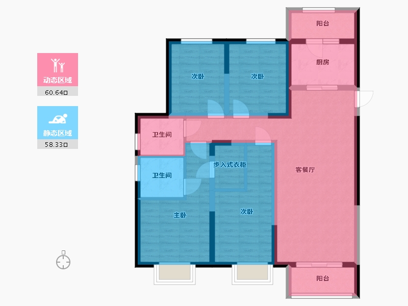 河北省-唐山市-富力盛悦府-105.26-户型库-动静分区