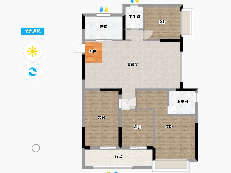 浙江省-宁波市-景瑞水印江山-110.38-户型库-采光通风