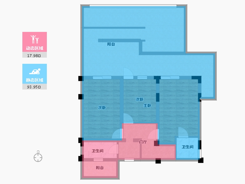 浙江省-宁波市-斯卡兰SkyLine-97.70-户型库-动静分区