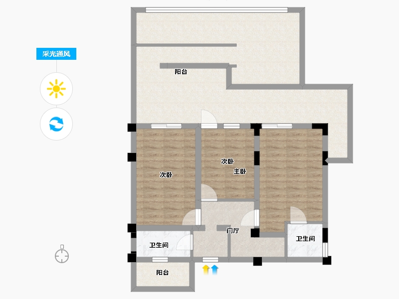 浙江省-宁波市-斯卡兰SkyLine-97.70-户型库-采光通风