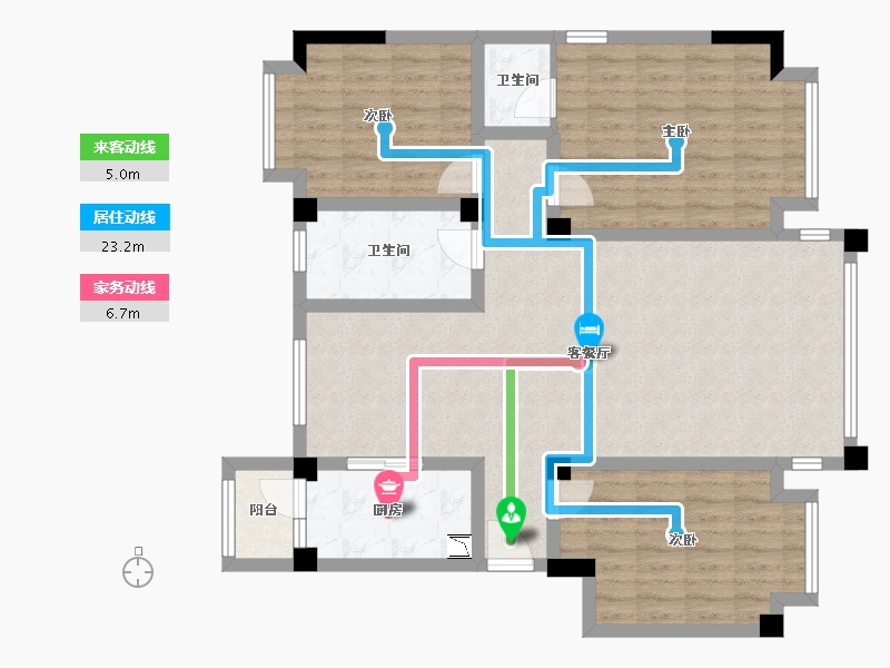 内蒙古自治区-鄂尔多斯市-华城-103.21-户型库-动静线