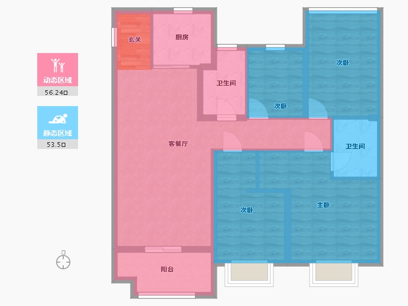 安徽省-合肥市-信达华宇锦绣龙川-98.01-户型库-动静分区