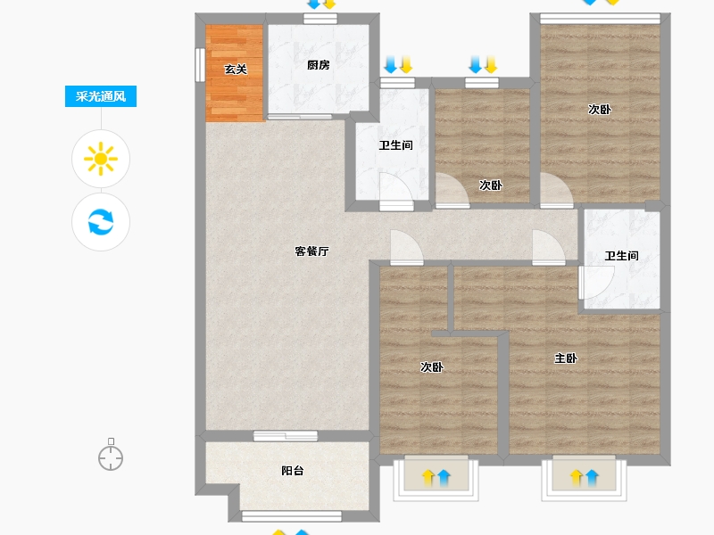 安徽省-合肥市-信达华宇锦绣龙川-98.01-户型库-采光通风