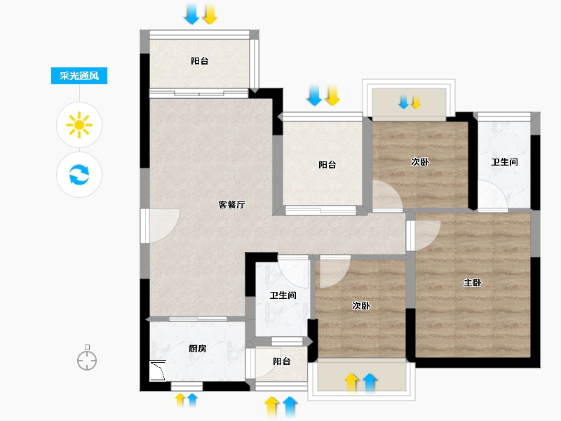 广东省-深圳市-东方盛世花园-62.75-户型库-采光通风