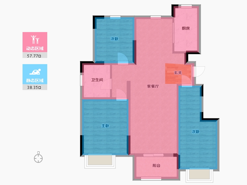 安徽省-合肥市-信达万振东方樾府-85.40-户型库-动静分区