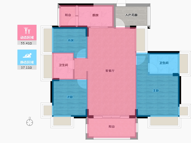 广东省-韶关市-御龙湾-88.45-户型库-动静分区