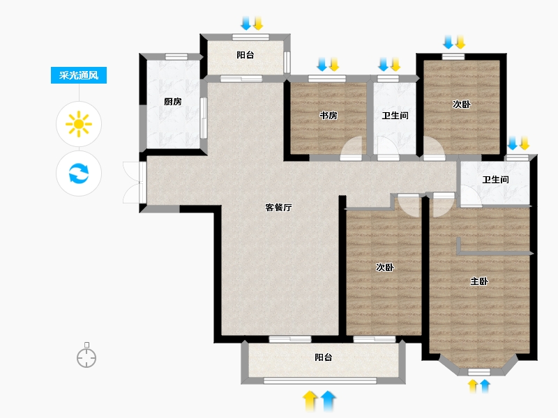 河南省-三门峡市-建业・森林半岛-122.68-户型库-采光通风