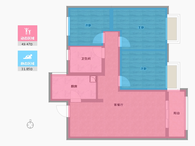 山东省-济南市-唐冶绿地城-71.88-户型库-动静分区