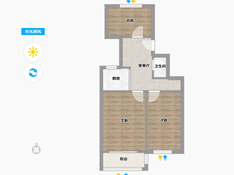 江苏省-南京市-中山门小区-45.80-户型库-采光通风