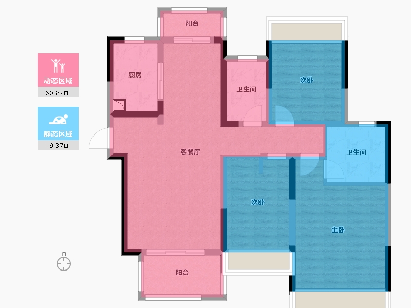 河南省-南阳市-南阳建业森林半岛-97.80-户型库-动静分区