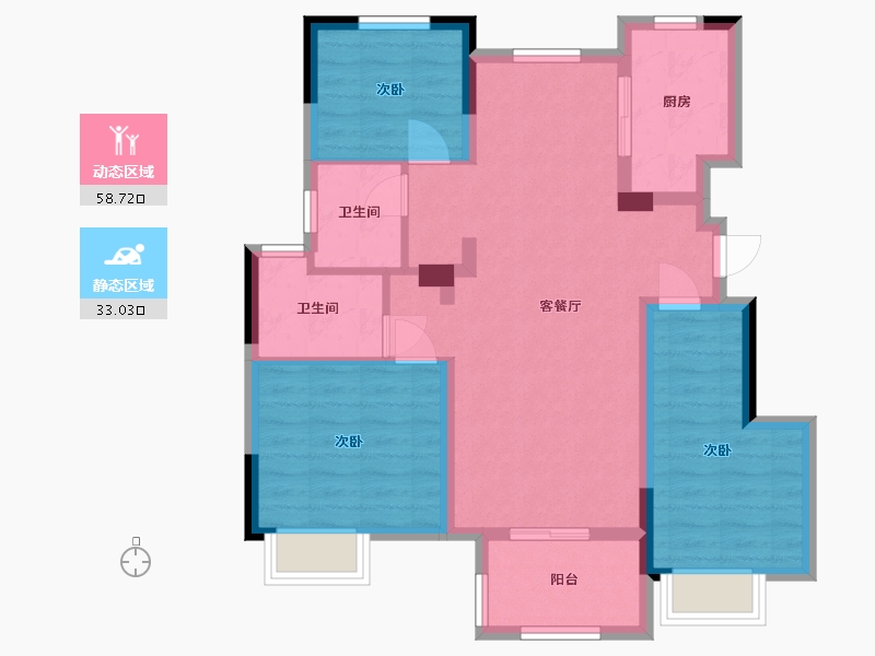 安徽省-合肥市-蓝光芙蓉香颂-81.29-户型库-动静分区