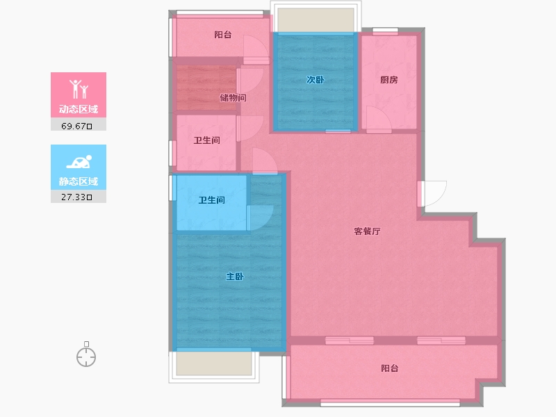 安徽省-合肥市-文一・锦门桃李-86.48-户型库-动静分区