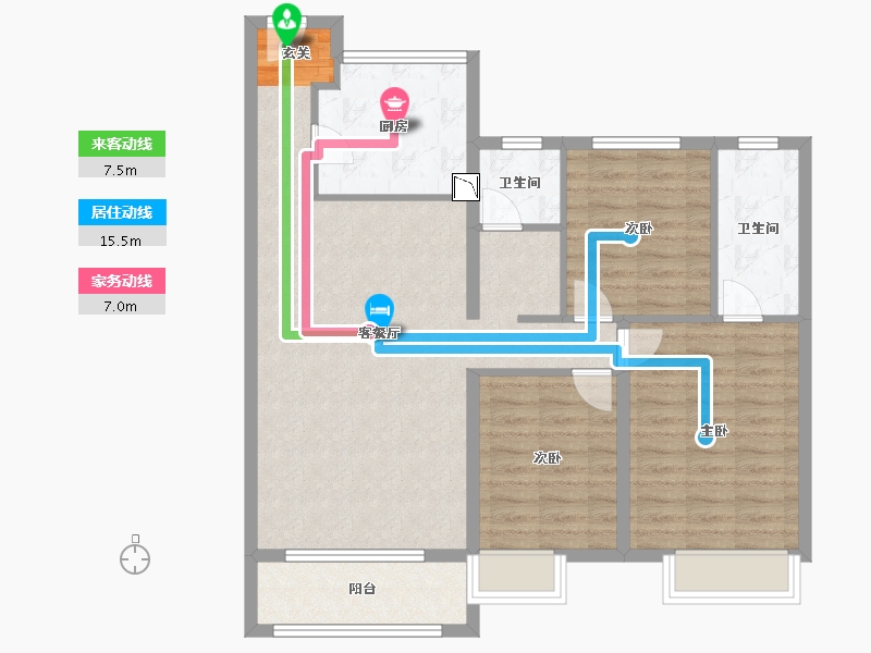 内蒙古自治区-兴安盟-中豪・城市之星-94.91-户型库-动静线