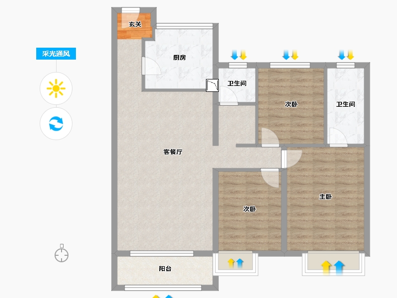 内蒙古自治区-兴安盟-中豪・城市之星-94.91-户型库-采光通风