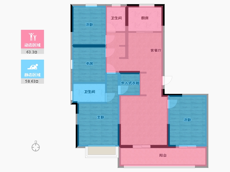 安徽省-合肥市-融创・滨湖印-108.56-户型库-动静分区