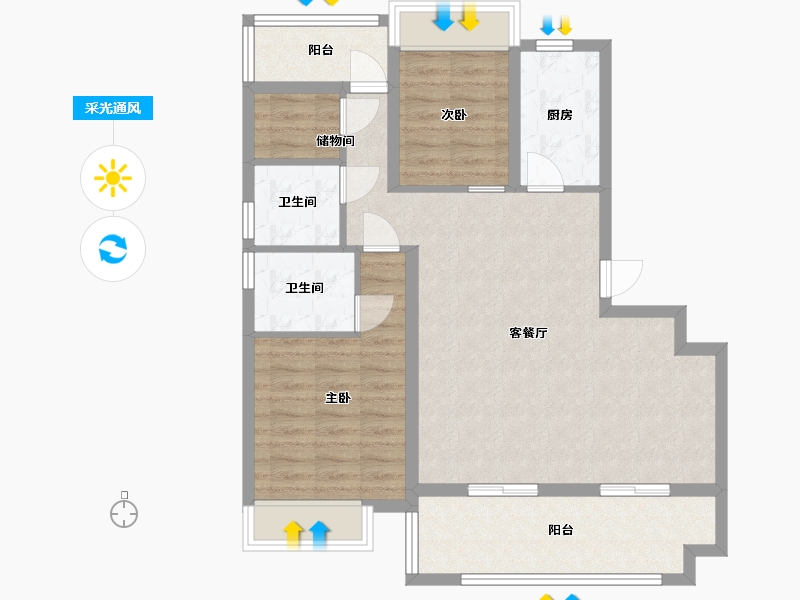 安徽省-合肥市-文一・锦门桃李-86.48-户型库-采光通风