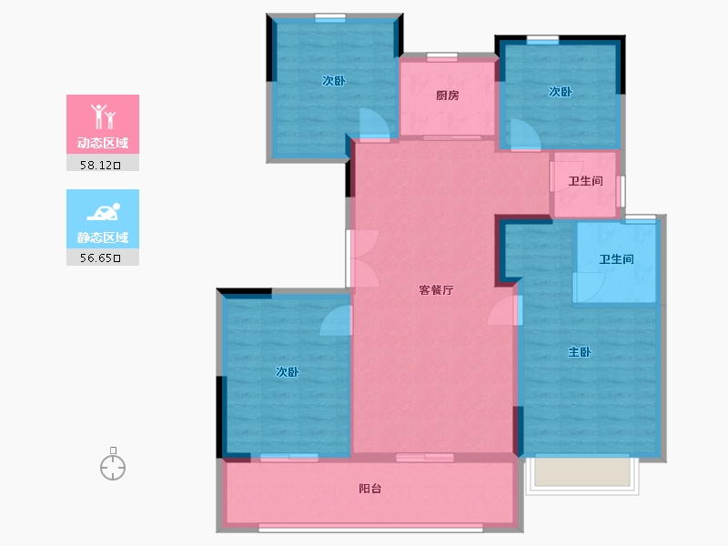 安徽省-合肥市-禹洲绿城�m园-103.64-户型库-动静分区