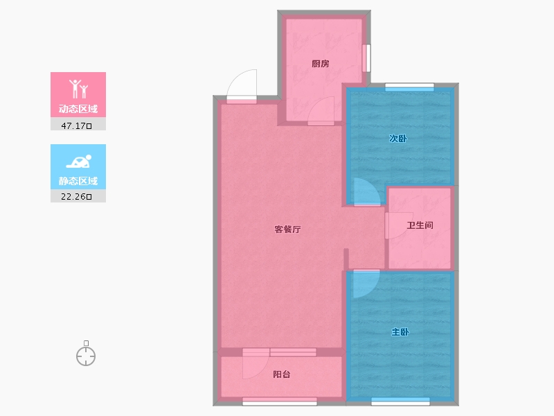 辽宁省-营口市-富甲一方-61.74-户型库-动静分区