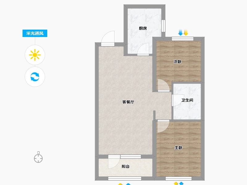 辽宁省-营口市-富甲一方-61.74-户型库-采光通风