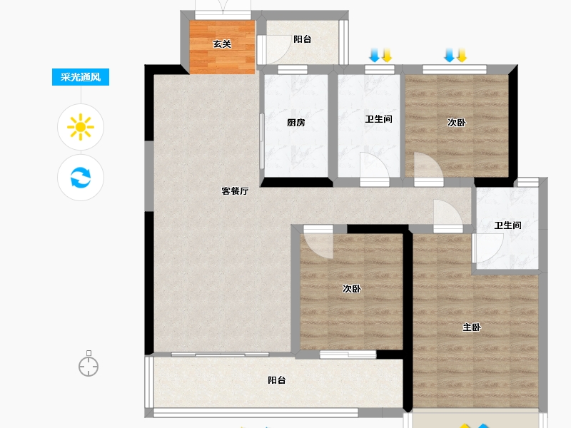 四川省-成都市-新希望锦官府-88.70-户型库-采光通风