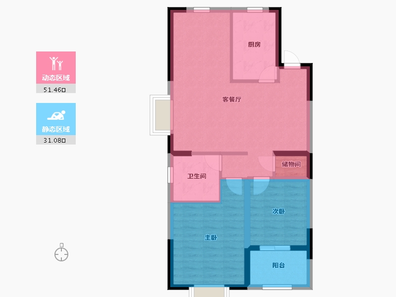 江苏省-南京市-花港鸿福城-74.00-户型库-动静分区