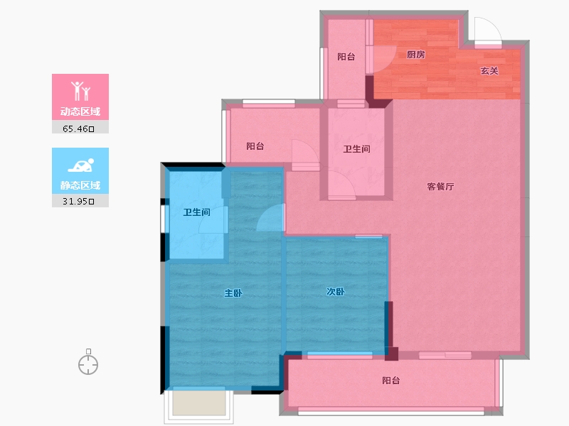 广西壮族自治区-崇左市-万象华府-86.72-户型库-动静分区