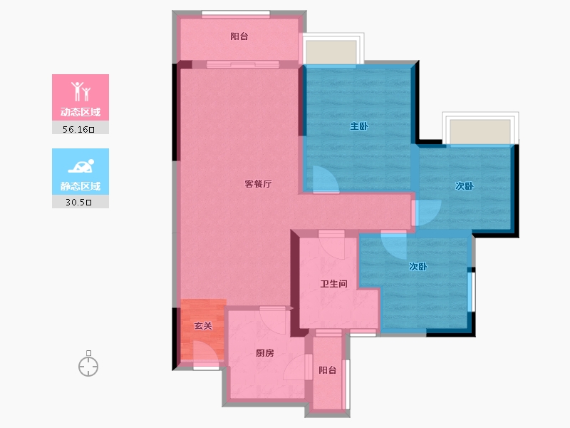 四川省-成都市-书香华府-76.75-户型库-动静分区