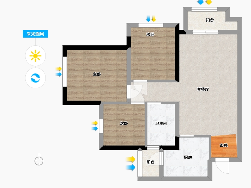 四川省-成都市-招商愉樾-63.79-户型库-采光通风