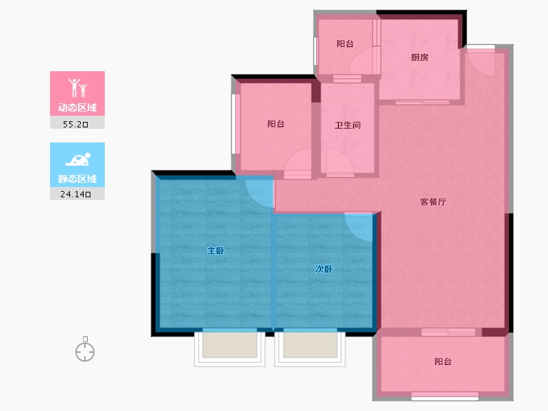 广东省-惠州市-鼎峰公园豪庭-70.69-户型库-动静分区