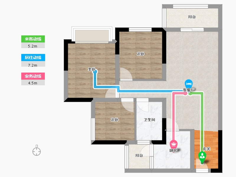 四川省-成都市-融创�Z凌溪-70.83-户型库-动静线