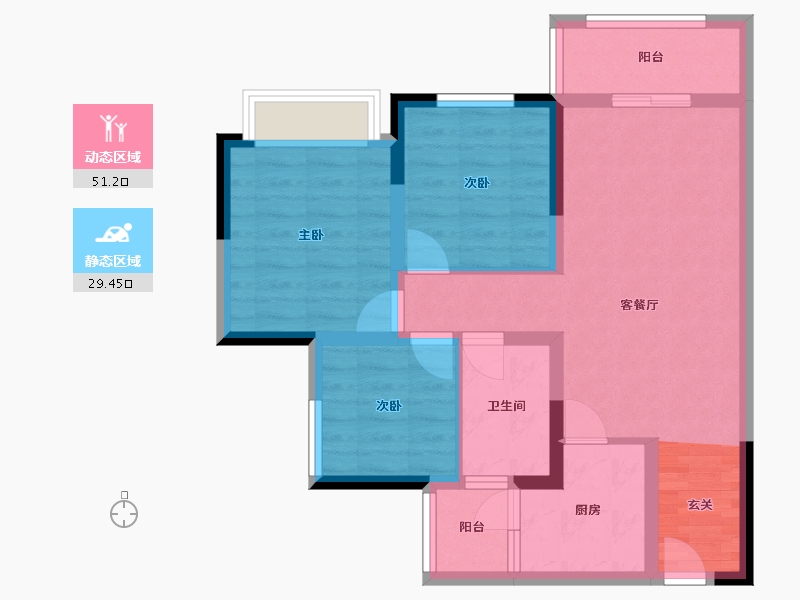 四川省-成都市-融创�Z凌溪-70.83-户型库-动静分区