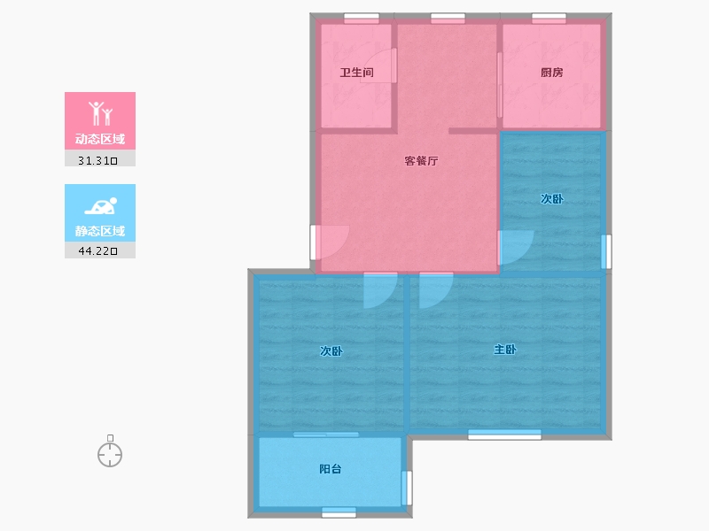 浙江省-杭州市-信义坊-68.70-户型库-动静分区