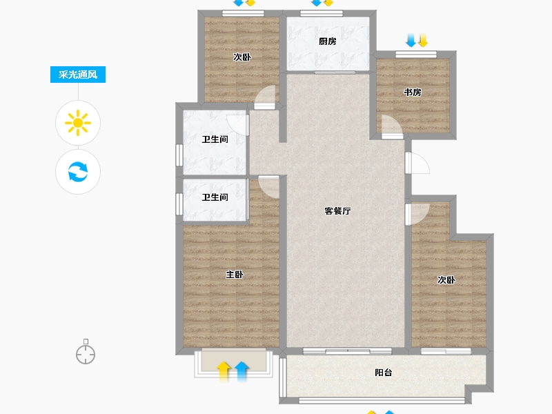 山东省-临沂市-平邑金桥汇金湾-119.88-户型库-采光通风