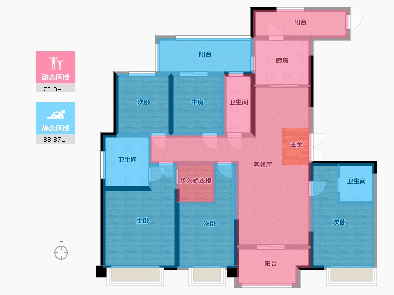 江苏省-苏州市-水岸清华・瀚宫-143.00-户型库-动静分区